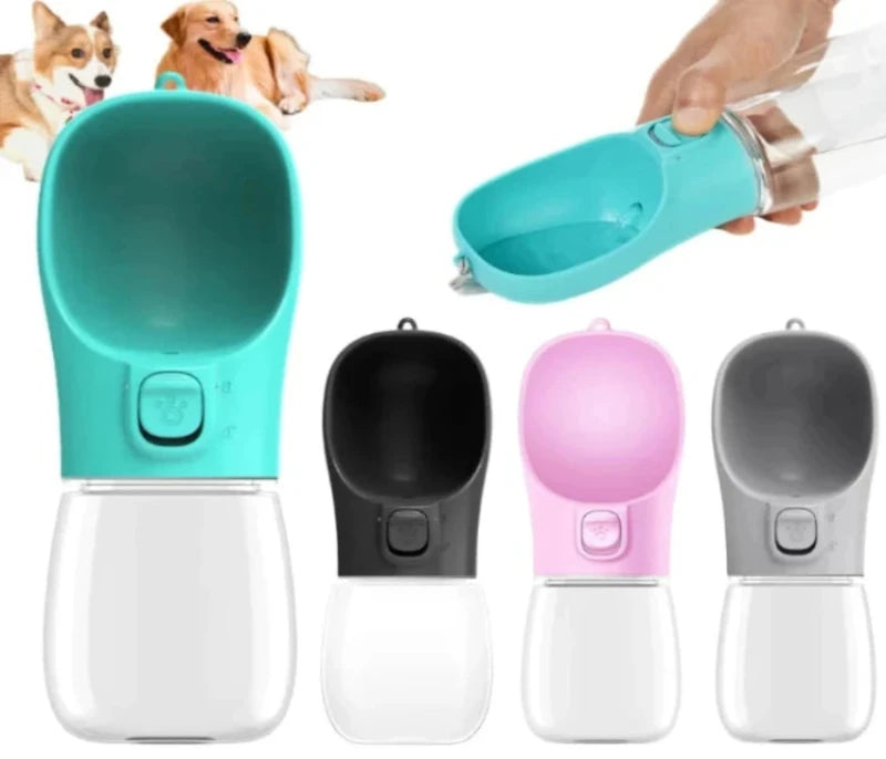 Portable dog water bottle for the  outdoors.