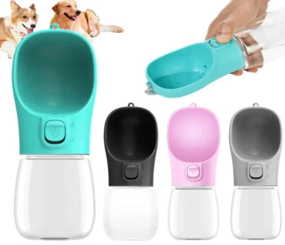 Portable dog water bottle for the  outdoors.